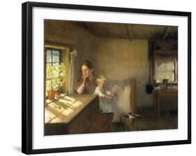 A Woman and Child in a Sunlit Interior, 1889-Albert Edelfelt-Framed Giclee Print