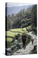 A Woman and Daughter Carry Firewood in Dolkas Back Home to Ghandruk, Nepal, Asia-Andrew Taylor-Stretched Canvas