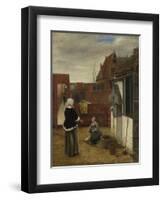 A Woman and Her Maid in a Courtyard, Ca 1661-Pieter de Hooch-Framed Giclee Print