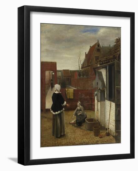 A Woman and Her Maid in a Courtyard, Ca 1661-Pieter de Hooch-Framed Giclee Print