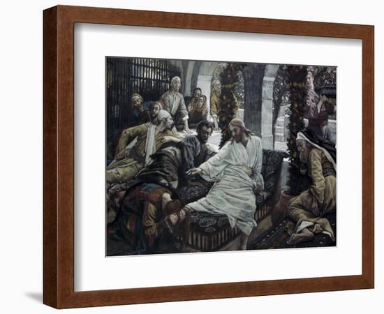 A Woman Anoints the Feet of Jesus-James Tissot-Framed Giclee Print