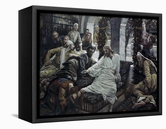 A Woman Anoints the Feet of Jesus-James Tissot-Framed Stretched Canvas
