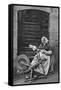 A Woman at a Spinning Wheel, Dinan, Brittany, France, C1922-null-Framed Stretched Canvas