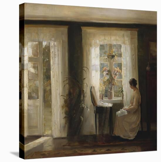 A Woman at a Sunny Window-Carl Holsoe-Stretched Canvas