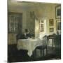 A Woman at a Table in a Dining Room-Carl Holsoe-Mounted Giclee Print