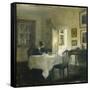 A Woman at a Table in a Dining Room-Carl Holsoe-Framed Stretched Canvas