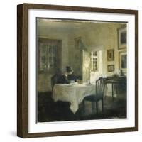 A Woman at a Table in a Dining Room-Carl Holsoe-Framed Giclee Print