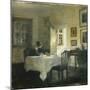 A Woman at a Table in a Dining Room-Carl Holsoe-Mounted Giclee Print
