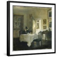 A Woman at a Table in a Dining Room-Carl Holsoe-Framed Giclee Print