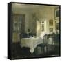 A Woman at a Table in a Dining Room-Carl Holsoe-Framed Stretched Canvas