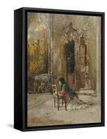 A Woman at Prayer in a Church-Mose Bianchi-Framed Stretched Canvas