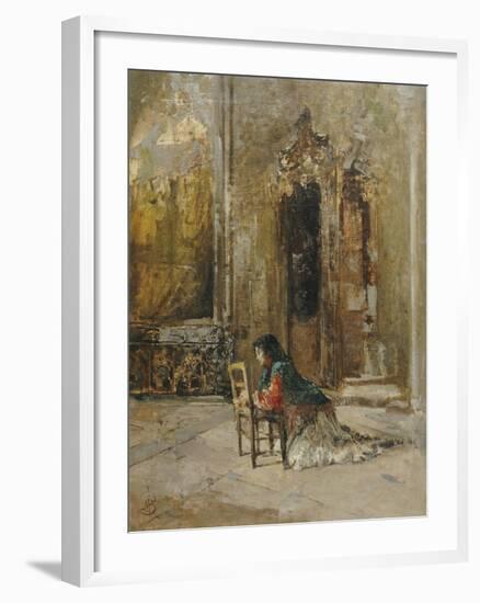 A Woman at Prayer in a Church-Mose Bianchi-Framed Giclee Print