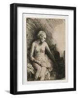 A Woman at the Bath with a Hat Beside Her, 1658-Rembrandt van Rijn-Framed Giclee Print