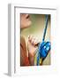 A Woman Belays with an Auto-Locking Device-Ben Herndon-Framed Photographic Print