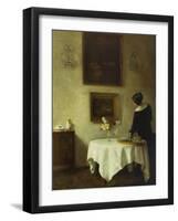 A Woman by a Dining Table-Carl Holsoe-Framed Giclee Print