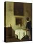 A Woman by a Dining Table-Carl Holsoe-Stretched Canvas