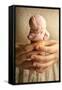 A Woman Carefully Holds a Double Scoop Ice Cream Cone with Both Hands-Cynthia Classen-Framed Stretched Canvas