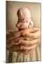 A Woman Carefully Holds a Double Scoop Ice Cream Cone with Both Hands-Cynthia Classen-Mounted Photographic Print
