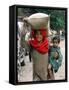 A Woman Carries Relief Supplies at Jula Village, Near Uri, India-null-Framed Stretched Canvas