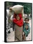 A Woman Carries Relief Supplies at Jula Village, Near Uri, India-null-Framed Stretched Canvas