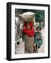 A Woman Carries Relief Supplies at Jula Village, Near Uri, India-null-Framed Photographic Print