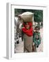 A Woman Carries Relief Supplies at Jula Village, Near Uri, India-null-Framed Photographic Print