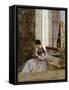 A Woman Crocheting-Giuseppe De Nittis-Framed Stretched Canvas