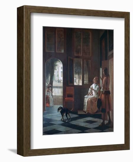 A Woman Directing a Young Man with a Letter, 1670-Pieter de Hooch-Framed Giclee Print