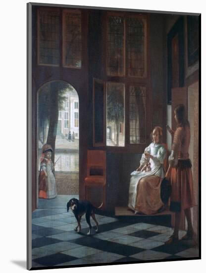 A Woman Directing a Young Man with a Letter, 1670-Pieter de Hooch-Mounted Giclee Print