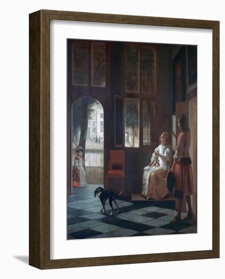 A Woman Directing a Young Man with a Letter, 1670-Pieter de Hooch-Framed Giclee Print