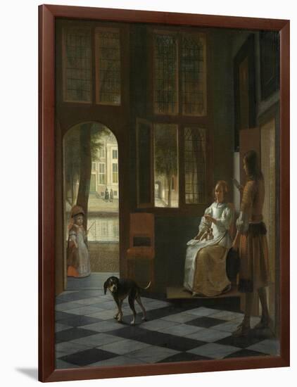 A Woman Directing a Young Man with a Letter, 1670-Pieter de Hooch-Framed Giclee Print