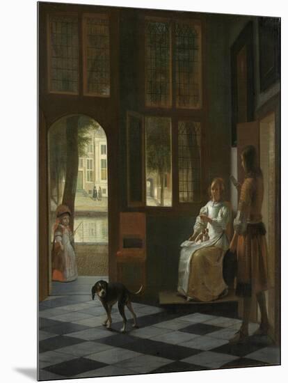 A Woman Directing a Young Man with a Letter, 1670-Pieter de Hooch-Mounted Giclee Print