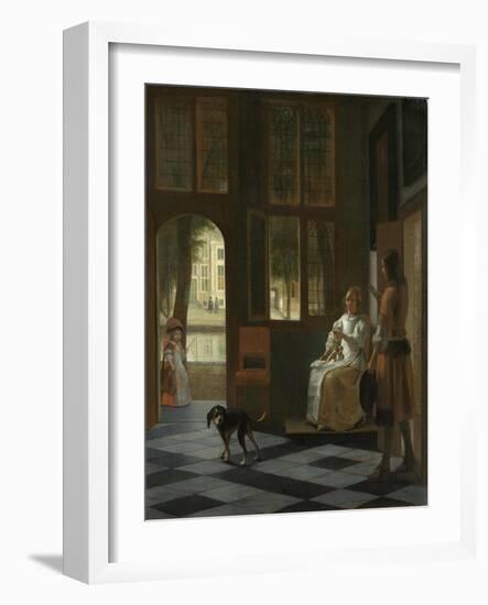 A Woman Directing a Young Man with a Letter, 1670-Pieter de Hooch-Framed Giclee Print