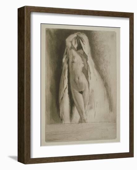 A Woman Draped in a Sheet, Illustration for 'Mitsou' by Sidonie-Gabrielle Colette (1873-1954) Publi-Edgar Chahine-Framed Giclee Print