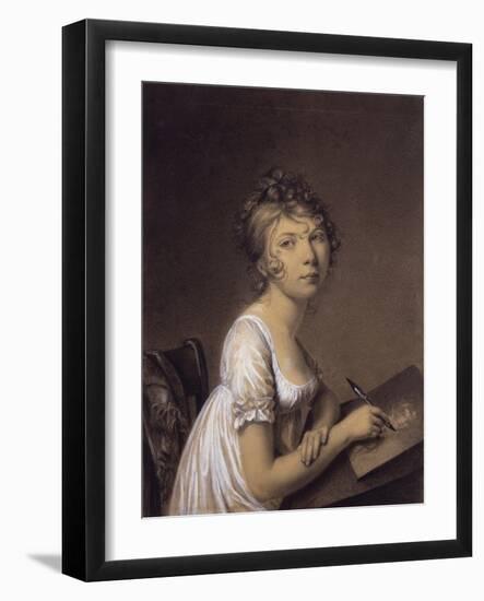 A Woman Drawing a Self-Portrait-Jean-Baptiste-Jacques Augustin-Framed Giclee Print