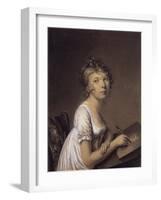 A Woman Drawing a Self-Portrait-Jean-Baptiste-Jacques Augustin-Framed Giclee Print