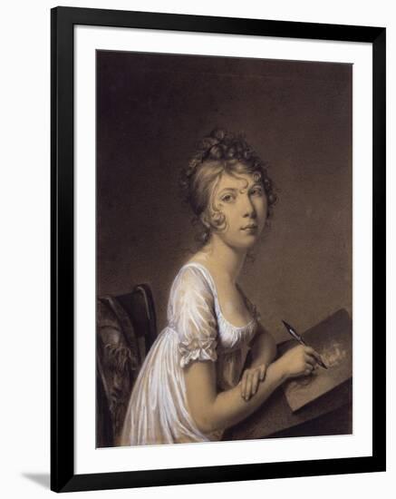 A Woman Drawing a Self-Portrait-Jean-Baptiste-Jacques Augustin-Framed Giclee Print