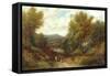 A Woman Driving Cattle Down a Lane-null-Framed Stretched Canvas