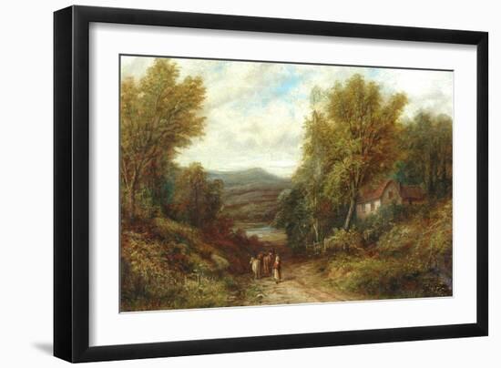 A Woman Driving Cattle Down a Lane-null-Framed Giclee Print