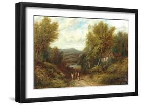 A Woman Driving Cattle Down a Lane-null-Framed Giclee Print