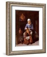 A Woman Grooming Her Child's Hair-Michael Sweerts-Framed Giclee Print