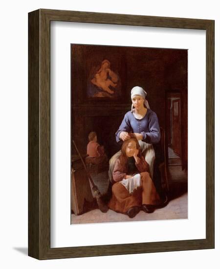 A Woman Grooming Her Child's Hair-Michael Sweerts-Framed Giclee Print