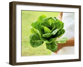 A Woman Holding a Lettuce-null-Framed Photographic Print