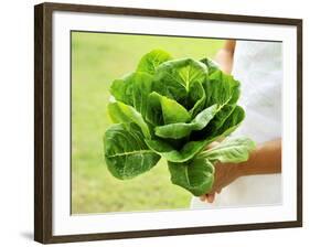 A Woman Holding a Lettuce-null-Framed Photographic Print