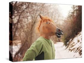 A Woman in a Horse Head Mask-graphicphoto-Stretched Canvas