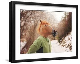 A Woman in a Horse Head Mask-graphicphoto-Framed Photographic Print