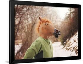 A Woman in a Horse Head Mask-graphicphoto-Framed Photographic Print