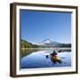 A Woman in a Sea Kayak Paddles on Trillium Lake, Oregon, USA-Gary Luhm-Framed Photographic Print