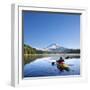 A Woman in a Sea Kayak Paddles on Trillium Lake, Oregon, USA-Gary Luhm-Framed Photographic Print