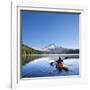 A Woman in a Sea Kayak Paddles on Trillium Lake, Oregon, USA-Gary Luhm-Framed Photographic Print